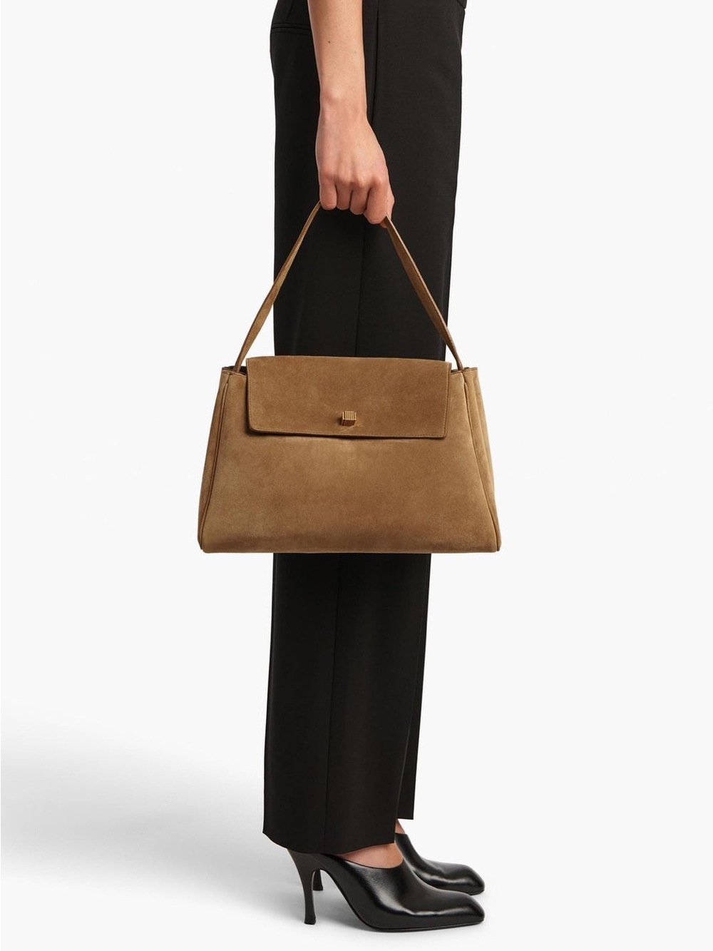 KHAITE AUDREY TOP HANDLE BAG in Mud Suede NEW - Picture 2 of 16